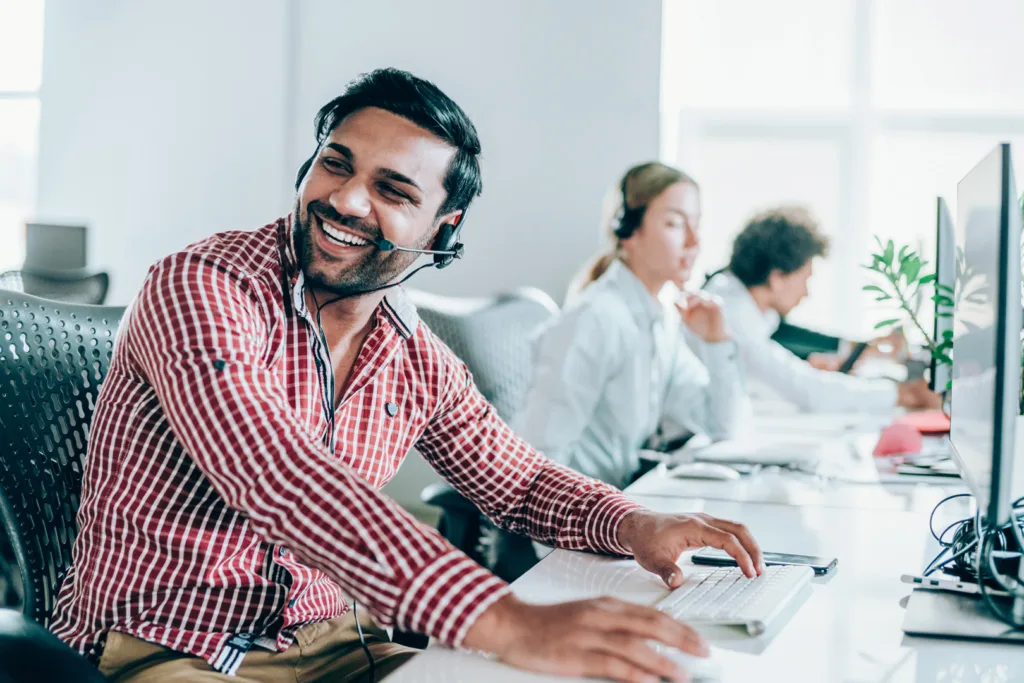 Clean and bright work environment with happy employees