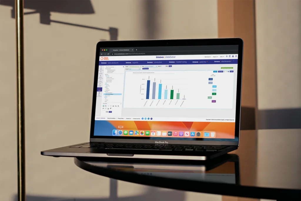 Bar graph on a laptop used to analyze and pull data at Innova