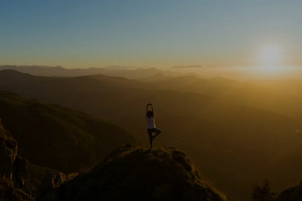 Doing yoga in nature